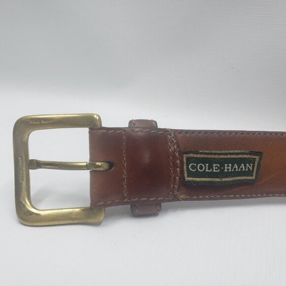 Cole Haan Leather Belt Genuine Leather Brass Buckle 40/100 Made in USA - Picture 9 of 16